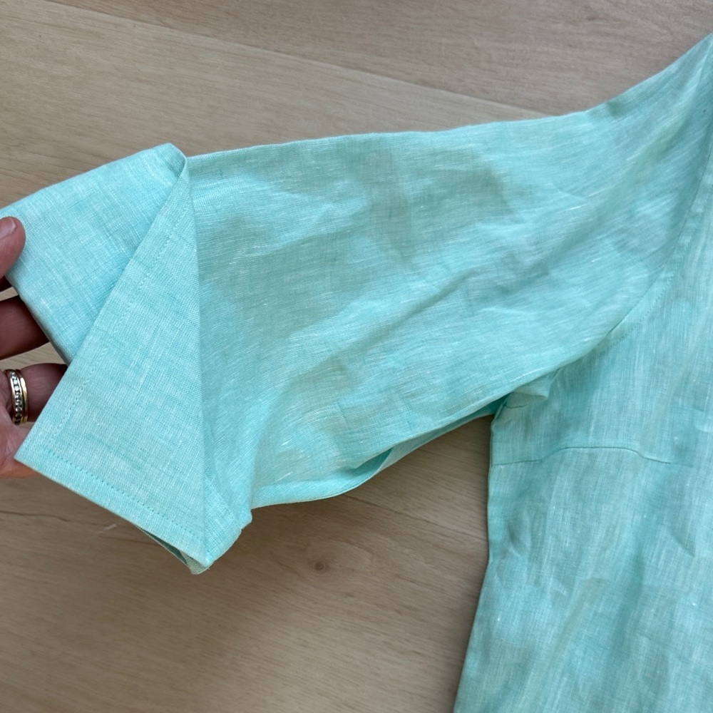 Faconnable Light Mint Green Linen Button-Down Shirt - Picture 3 of 5